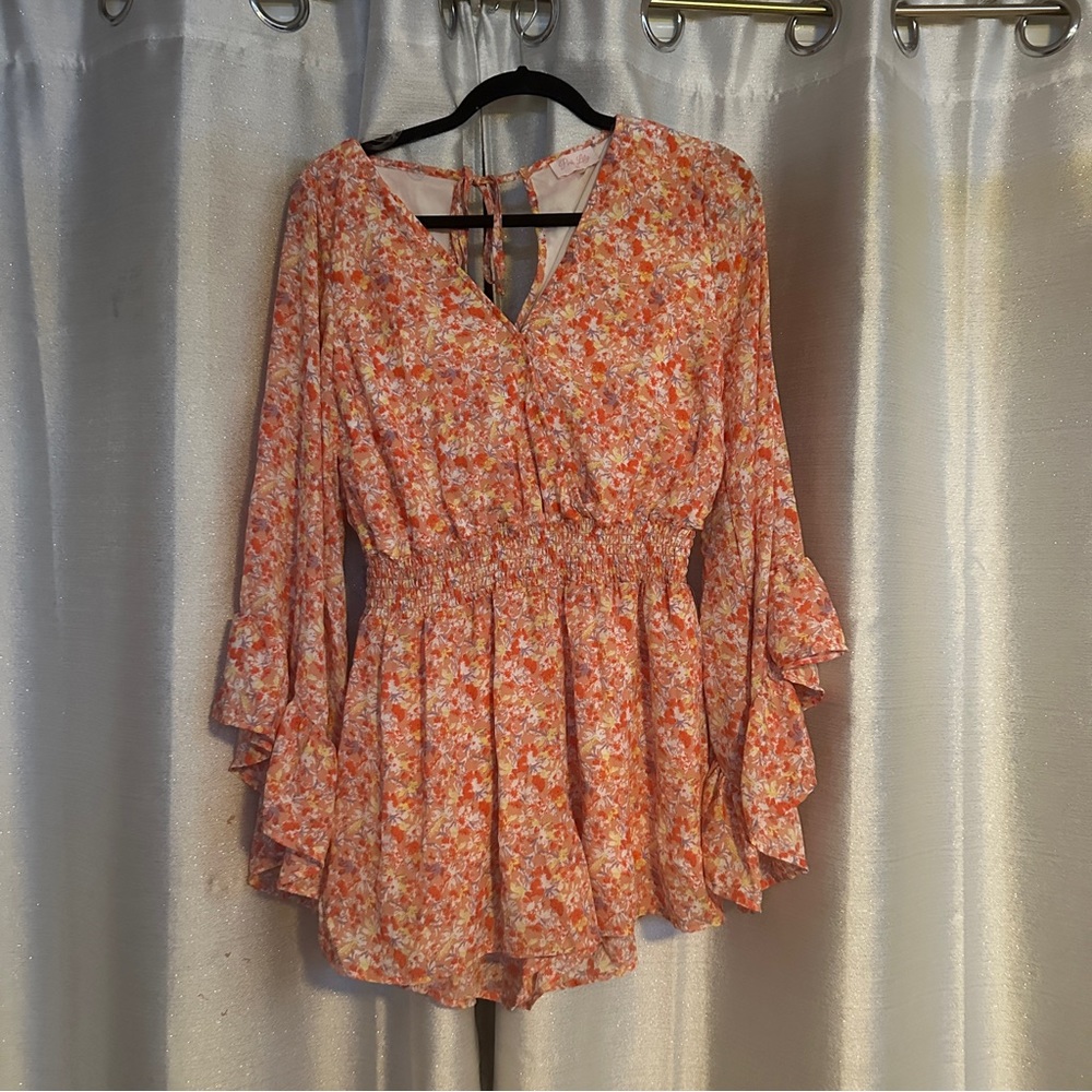 Pink lily Keep Hoping Coral Floral Multi Romper